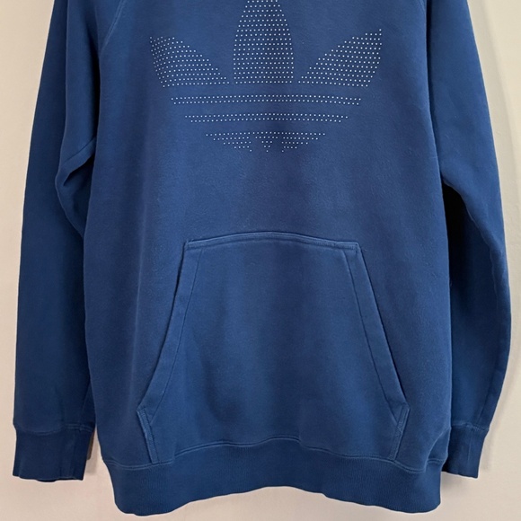 Adidas Blue Pull Over Hoodie with Large Logo - Picture 6 of 11